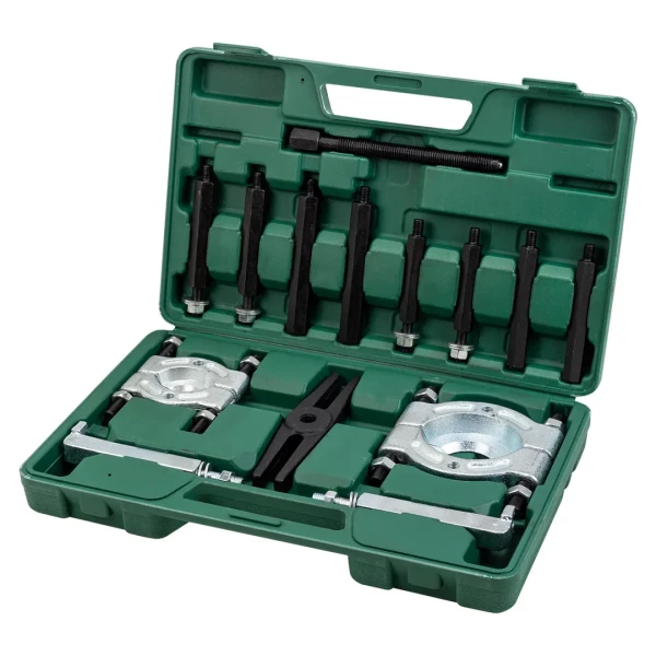 Набор съемников комбинированный 14пр. (сегментного типа: 30-50, 50-75мм, двухлапый: 120мм), в кейсе