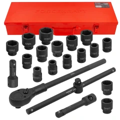 Набор инструментов ударных 21пр, 3/4''(6гр.)(17,19,21,22,24,27,30,32,34,35,36,36-12гр.,38,41,46,50мм), в метал. кейсе