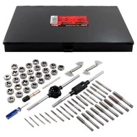 Набор метчиков и плашек 60пр.(М3х0.5,4х0.7,5х0.8,6х1,7х1,8х1.25,9х1.25,10х1/1.5,М12х1.75,4-40,6,8-32,10-36,12-24,1/4,5/16,3/8,7/16,1/2,1/8)