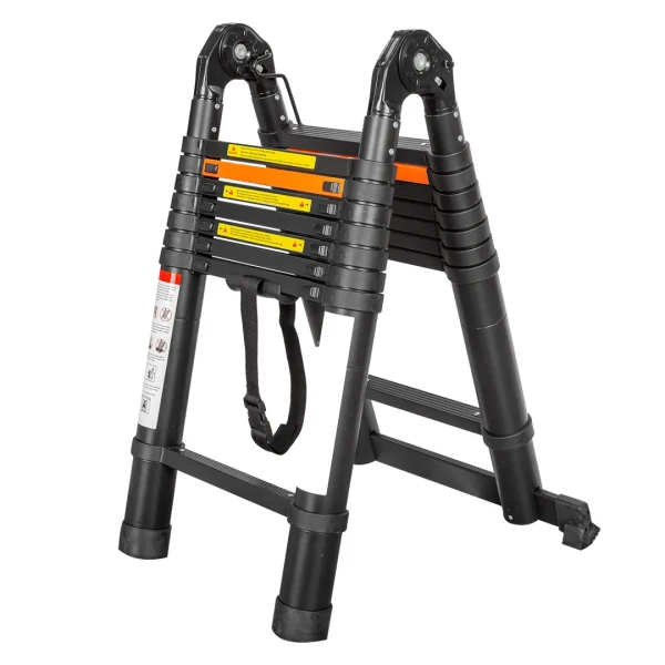 Лестница-стремянка телескопическая алюминиевая многофункциональная (2.5+2.5м, 8+8ступенек, max нагрузка 150кг, вес 18.2кг)