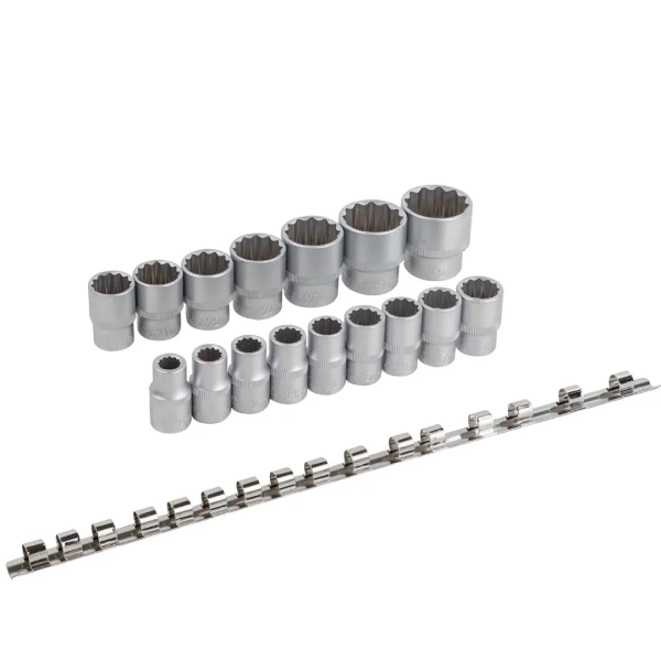 Набор головок 16пр.1/2''(12гр.)(10-19,21,22,24,27,30,32мм) на планке