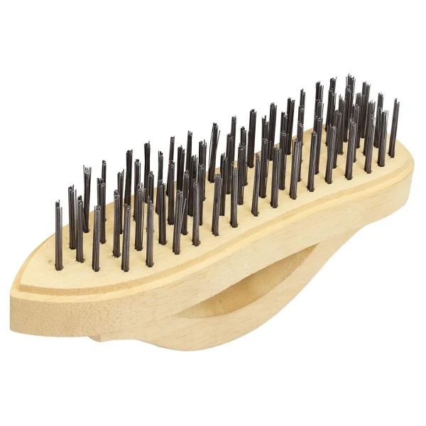 Щетка по металлу ручная в деревянном корпусе с П-образной рукояткой (проволока из высокоуглеродистой стали, 5x17рядов)