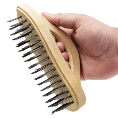 Щетка по металлу ручная в деревянном корпусе с П-образной рукояткой (проволока из высокоуглеродистой стали, 5x17рядов)