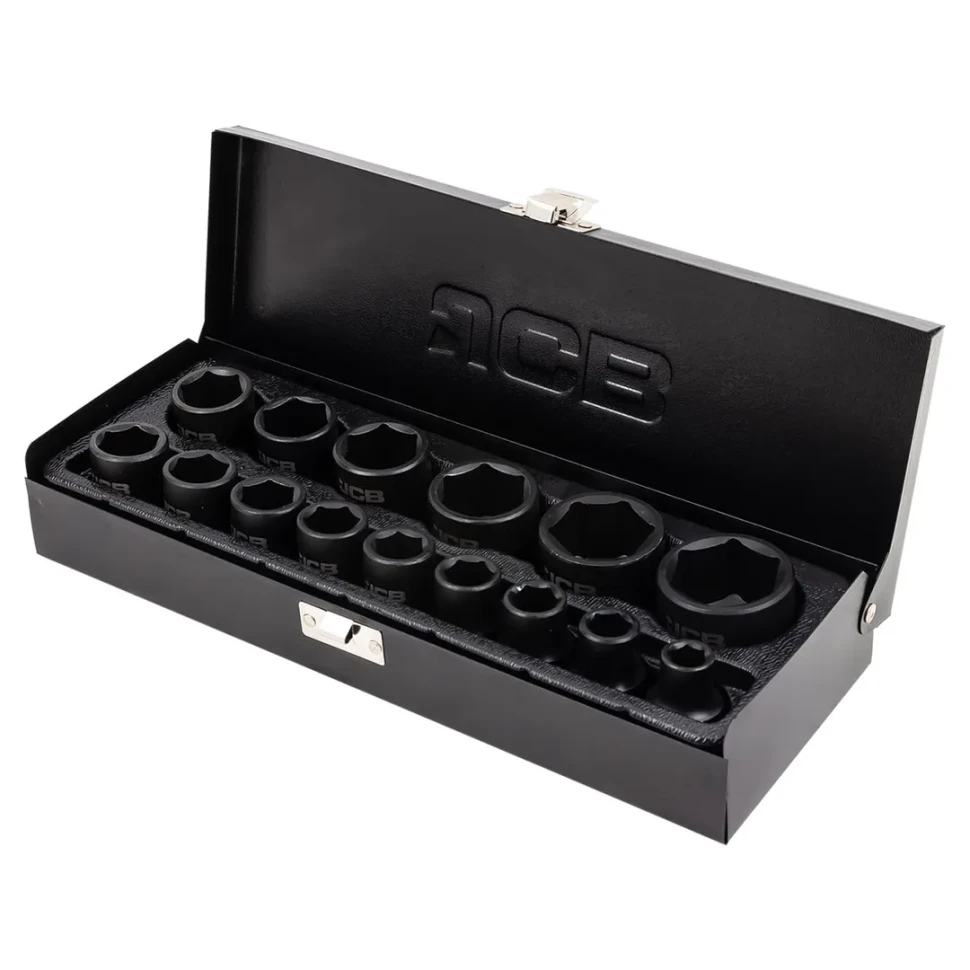Набор головок ударных, 15пр. 1/2''6гр.(10,12,13,14,15,16,17,18,19,21,22,24,27,30,32мм),в метал. Кейсе