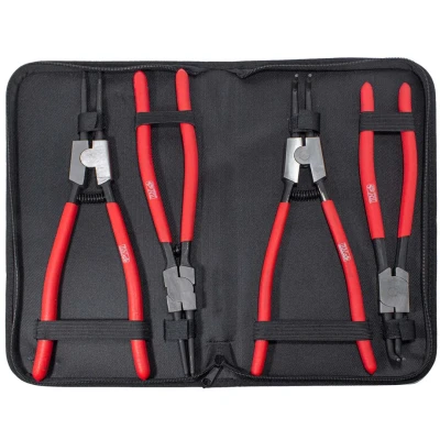 Набор съемников стопорных колец 4пр.(прямые на сжим-L 335мм,прямые на разжим-L 335мм,гнутые на сжим-L290мм,гнутые на разжим-L320мм,Ø3мм),в сумке