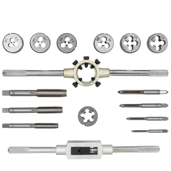 Набор метчиков и плашек метрический 16пр. (М3х0.5, М4х0.7, М5х0.8, М6х1, М8х1.25, М10х1.5, М12х1.75)