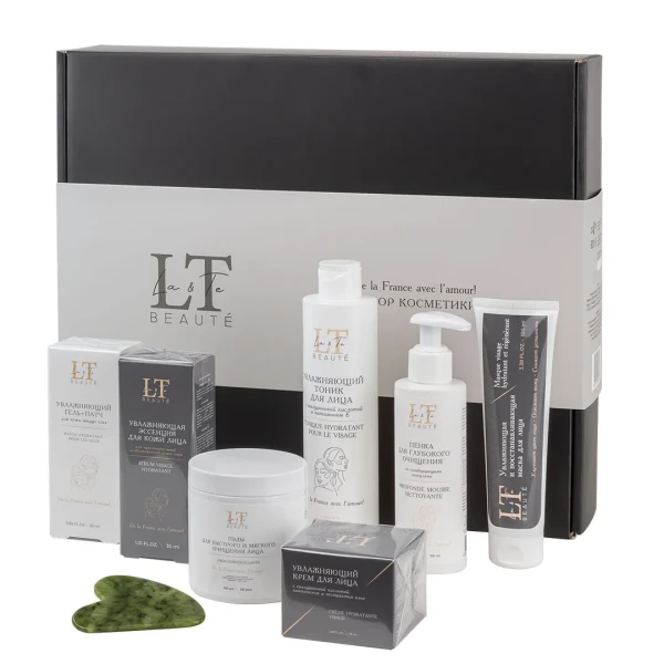 Набор(Увл.эссенция,тоник.восст.маска,крем для лица,увл.патчи для кожи вокруг глаз,пенка для глуб.очищения со скраб. гранулами,пэды-60шт+скребок гуаша)