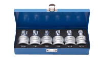 Набор головок Torx, Spline с отверстием 3/4''6пр.(Т70, Т80, Т90, Т100, М16, М18), в кейсе