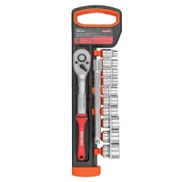 Набор инструментов, головки с трещоткой и удлинителем, набор 12пр., 3/8''(8-14, 17, 19, 21мм)