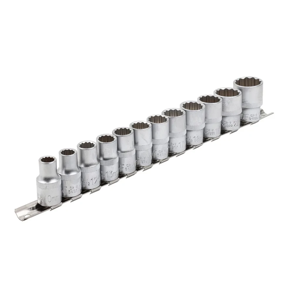 Набор головок 12пр. 1/2''12гр.(10-19,22,24мм), на планке