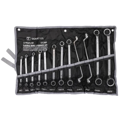 Ключи накидные, отогнутые на 75град., набор 12пр. (6х7, 8х9, 10х11, 12х13, 14х15, 16х17, 18х19, 20х22, 21х23, 24х27, 25х28, 30х32мм)