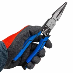 Длинногубцы+съемник/обжимка изоляции 230мм, на блистере