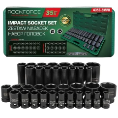Набор головок 35 пр. (короткие 38мм: 8-23, 24, 27, 30, 32мм, глубокие 78мм: 10, 12-19, 21, 22, 24, 27, 30, 32мм) в кейсе