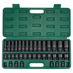 Набор головок 35 пр. (короткие 38мм: 8-23, 24, 27, 30, 32мм, глубокие 78мм: 10, 12-19, 21, 22, 24, 27, 30, 32мм) в кейсе