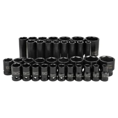 Набор головок 35 пр. (короткие 38мм: 8-23, 24, 27, 30, 32мм, глубокие 78мм: 10, 12-19, 21, 22, 24, 27, 30, 32мм) в кейсе