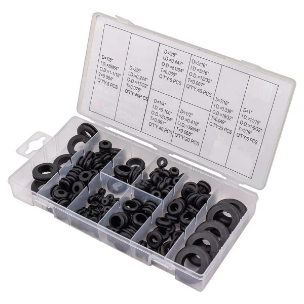 Кольца уплотнительные резиновые для прокладки проводов, 180пр.