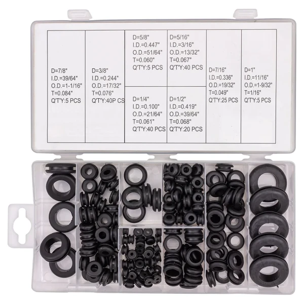 Кольца уплотнительные резиновые для прокладки проводов, 180пр.