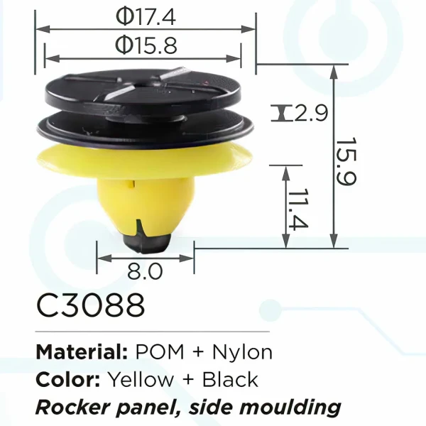 Клипса для крепления внутренней обшивки а/м Вольво пластиковая (100шт/уп.)