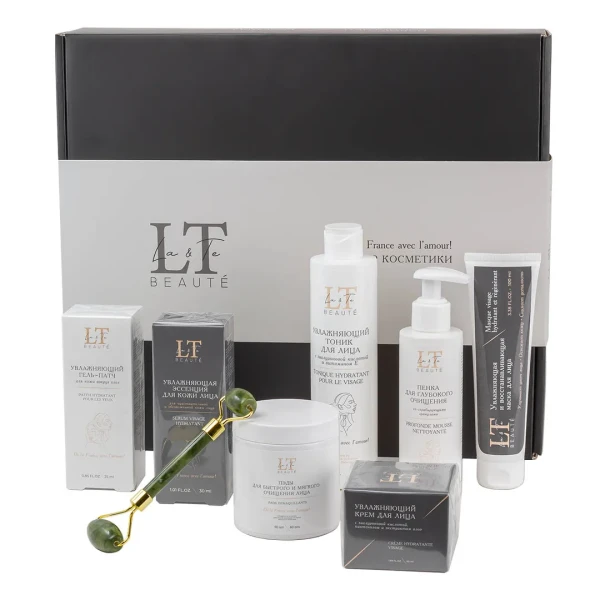 Набор(Увл.эссенция,тоник.восст.маска,крем для лица,увл.патчи для кожи вокруг глаз,пенка для глубокого очищения со скраб. гранулами,пэды-60шт+массаж.р)