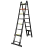 Лестница-стремянка телескопическая алюминиевая многофункциональная (3.1+3.1м, 10+10ступенек, max нагрузка 150кг, вес 22.8кг)