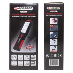 Лампа светодиодная аккумуляторная(2магнита,2крючка,180гр.,боковой свет 3W30LED,торцевой свет1W1LED,3.7V,1800mAh,зарядка12/220V,защита гнезда зарядки)