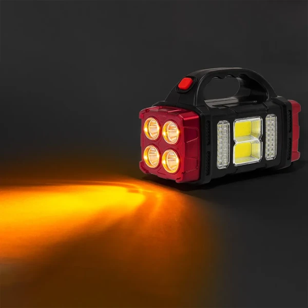 Фонарь ручной аккумуляторный с функцией повербанка и солнечной панелью (4 реж. работы, аккум. 1500мАч, 300Лм, время работы 2-3ч, время зар. 4-5ч)