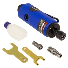 Пневмозачистная машинка с прорезиненной рукояткой(цанги:3,6мм, 25000об/мин, 128л/мин,6.3Bar,штуцер 1/4'')