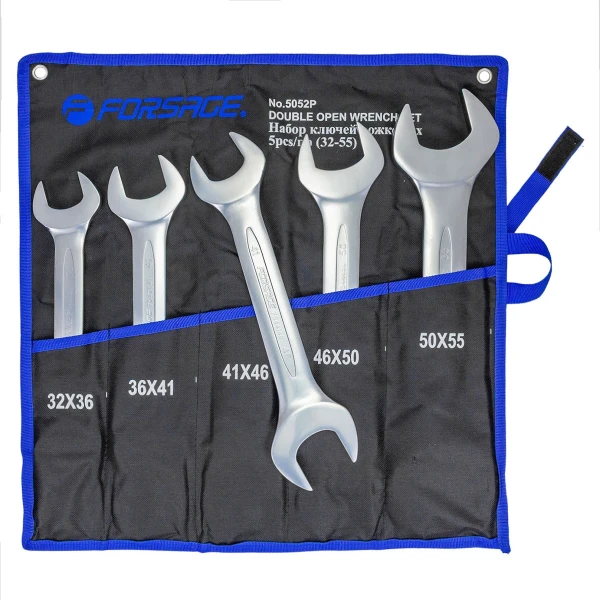 Набор ключей рожковых, 5пр.(32х36, 36х41, 41х46, 46х50, 50х55мм), на полотне