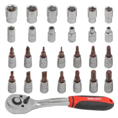 Набор инструментов, головки с трещоткой, набор 27пр., 1/4''