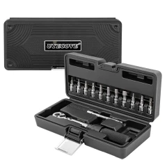 Ключ динамометрический щелчкового типа с быстрой фиксацией 2-22Нм, 1/4''в комплекте с инструментом, в пластиковом кейсе (черный)