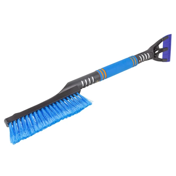 Щетка для снега в усиленном корпусе со скребком и накладкой на рукоятке(L общая-600мм,L рабочая-220мм,цвет-синий)