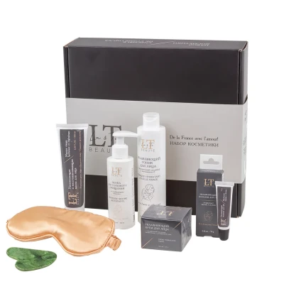 Набор(Увл.крем для лица,увл. восст.маска,пенка для глубокого очищения со скрабирующими гранулами,увл.тоник для лица,увл.бальзам для губ+скребок гуаша)