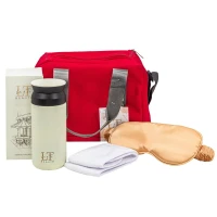 Набор(термосумка LT-СB2.термокружка белая.маска для сна.повязка на голову на липучке (белая))