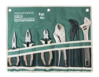 Набор шарнирно-губцевого инструмента 6пр.(бокорезы, плоскогубцы, утконосы, зажим гейферный, пассатижи переставные, ключ разводной), на полотне