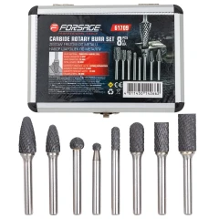 Набор шарошек металлических разнопрофильных по металлу ''PROFI''8пр.(Ø хвостовика 6мм),в аллюм. кейсе