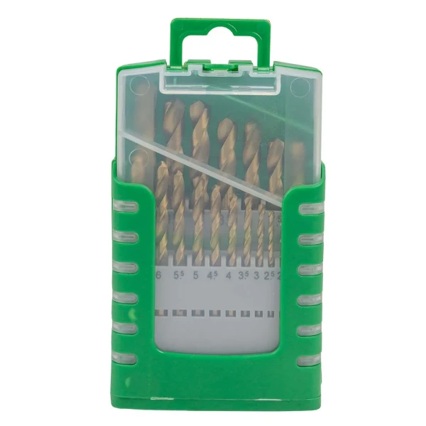 Набор сверл по металлу HSS TIN 19пр.(1-10мм, шаг 0.5мм), в пластиковом футляре