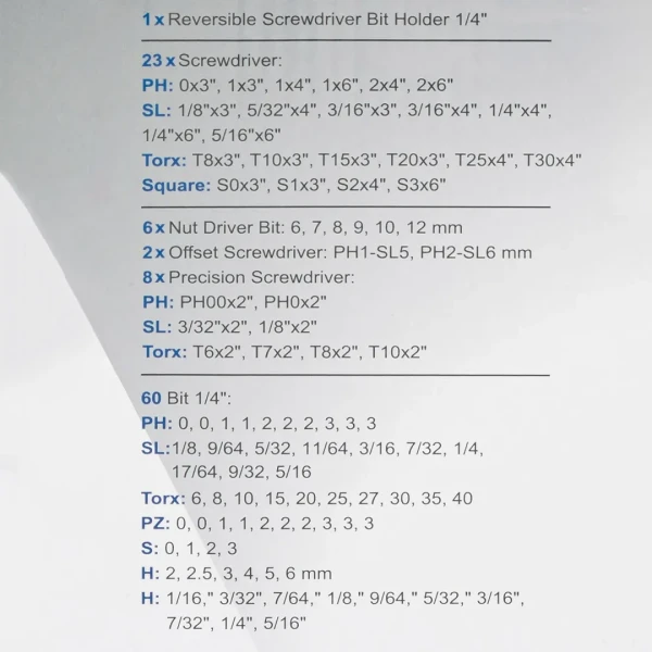 Набор отверток и бит 100пр. 1/4''