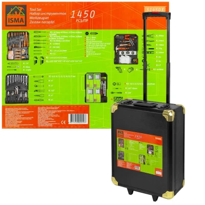 Набор инструментов 1450пр.1/2''(6-гр.) (10-24мм, ключи 6-17мм,шарнирно-губцевый,биты,отвертки,расходник), ''Дорожный кейс''