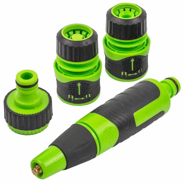 Пистолет-распылитель пластиковый с регулировкой подачи воды и диаметра распыления+1штуцер и 2 б/с, 4пр.(L-170мм)