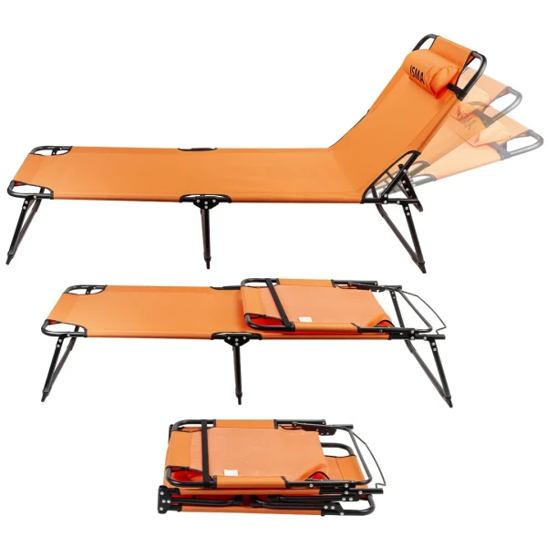 Шезлонг складной с подголовником (670х1930мм)
