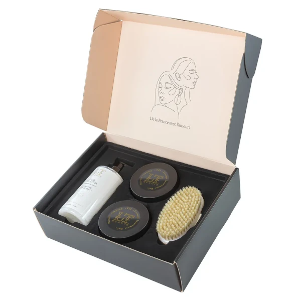 Набор(Гель для душа,крем-баттер для тела,скраб для тела+щетка для сухого массажа(подарок)