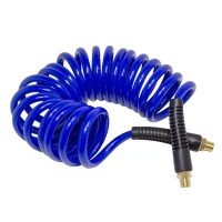 Шланг витой полиуретановый 6.5 х 10мм х 5м с резьбовыми наконечниками 1/4''(для воздуха)