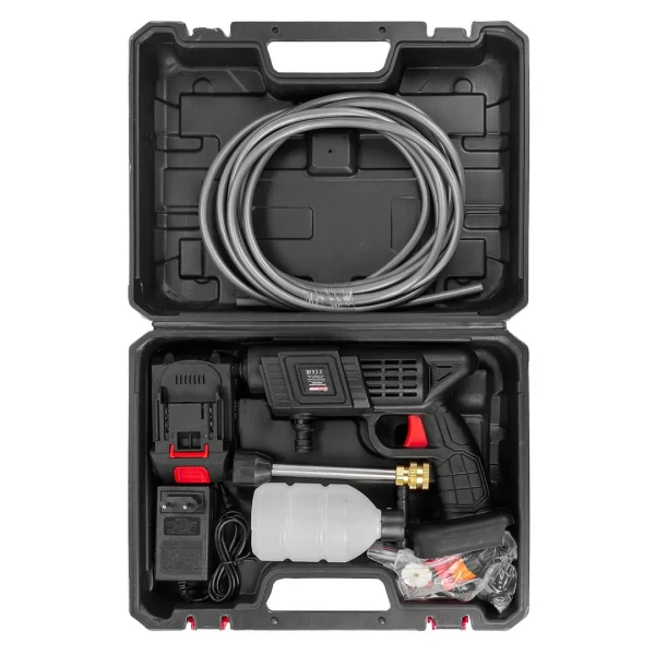 Мойка высокого давления аккумуляторная (24В,15 Бар,2.8 л/мин, батарея 1500 мАч, зарядка 3-5ч, щеточный двигатель)