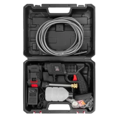 Мойка высокого давления аккумуляторная (24В,15 Бар,2.8 л/мин, батарея 1500 мАч, зарядка 3-5ч, щеточный двигатель)