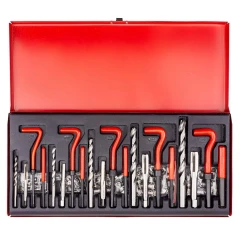 Набор приспособлений и футорок для восстановления резьбы: М5х0,8 М6х1,0 М8х1,25 М10х1,5 М12х1,75 (131пр.)в кейсе.