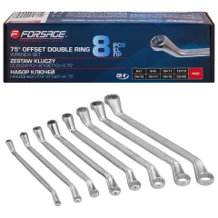 Ключи накидные отогнутые на 75град., набор 8пр. (6х7, 8х9, 10х11, 12х13, 14х15, 16х17, 18х19, 20х22мм)