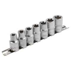 Набор головок Е-профиль 7пр. 1/2''(E10,E12,E14,E16,E18,E20,E22), на планке