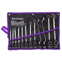 Ключи накидные, отогнутые на 75град., набор 12пр. (6х7, 8х9, 10х11, 12х13, 14х15, 16х17, 18х19, 20х22, 21х23, 24х27, 25х28, 30х32мм)