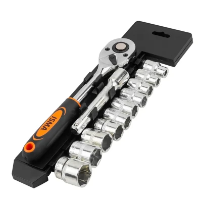 Набор головок с трещоткой и удлинителем 12пр.1/2''(6гр)(8,10,12-15,17,19,21,24мм),в пласт. держателе