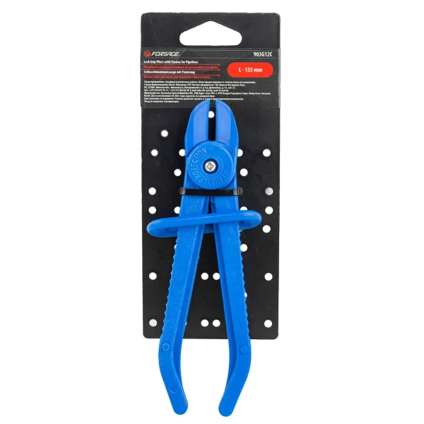 Зажим пластиковый для шлангов с фиксатором (L-155мм), на пластиковом держателе